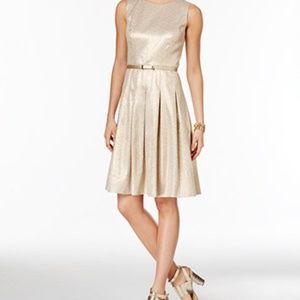 Tommy Hilfiger gold fit and flare dress, size 10